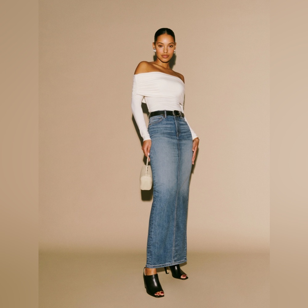 Reformation Daria Ultra High Rise Denim Maxi Skirt